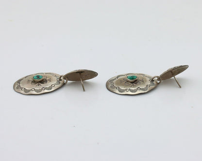 Navajo Handmade Earrings 925 Silver Turquoise Lawerence Ohmsatte C.80's