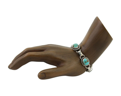 Navajo Bracelet 925 Silver Natural Turquoise Native American Artist C.80's