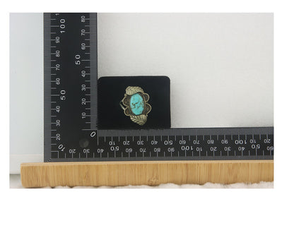 Vintage Navajo Ring 925 Sterling 999 Nickel Turquoise Signed Benny M Size 8.0