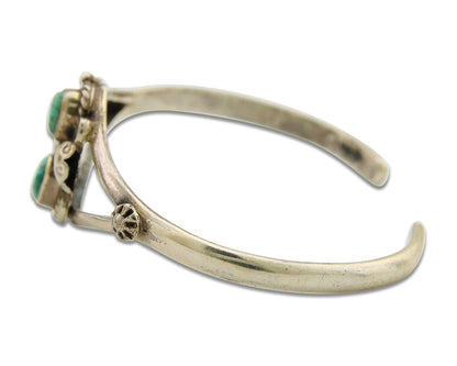 Navajo Bracelet 925 Silver Cuff Turquoise Handmade Native Artist C.80's