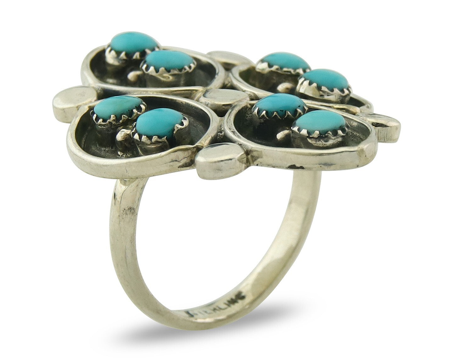 Vintage Zuni Ring 925 Sterling Authentic Natural Turquoise Native Artist Sz 5.75