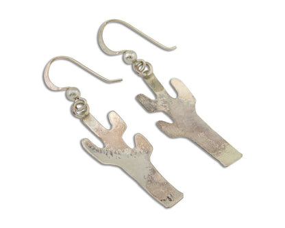 Navajo Handmade Cactus Earrings 925 Silver Natural Turquoise Native Artist C.80s