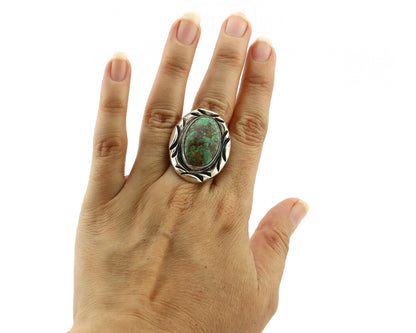 Navajo Ring 925 Silver Spiderweb Bisbee Turquoise Signed C Montoya C.80's