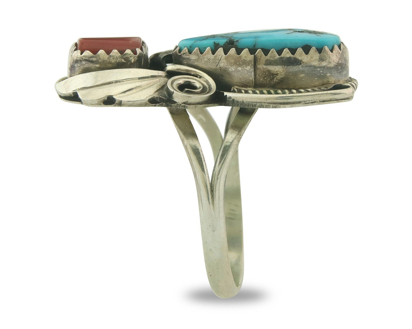 Vintage Navajo Ring 925 Sterling Natural Gemstones Signed Justin Morris Sz 8.25
