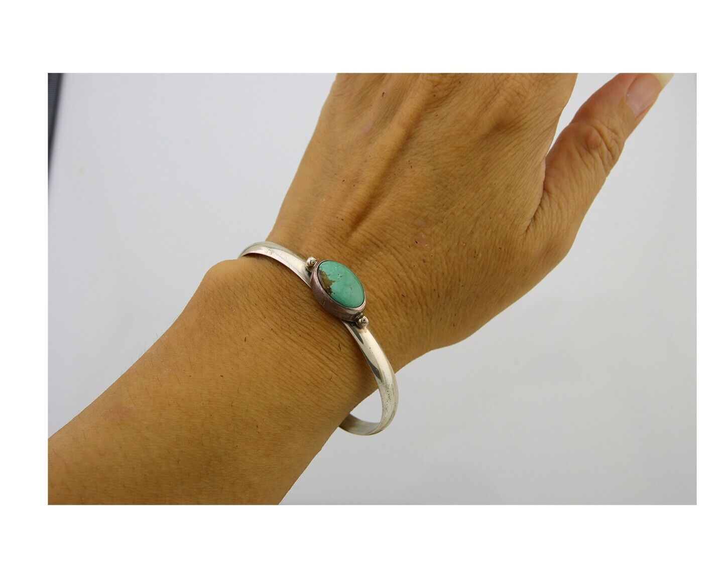 Navajo Cuff Bracelet 925 Silver Turquoise Cuff Native American Artist C.80's