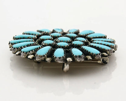 Navajo Concho Pin Pendant Natural Blue Turquoise Vintage Handmade Signed JPP