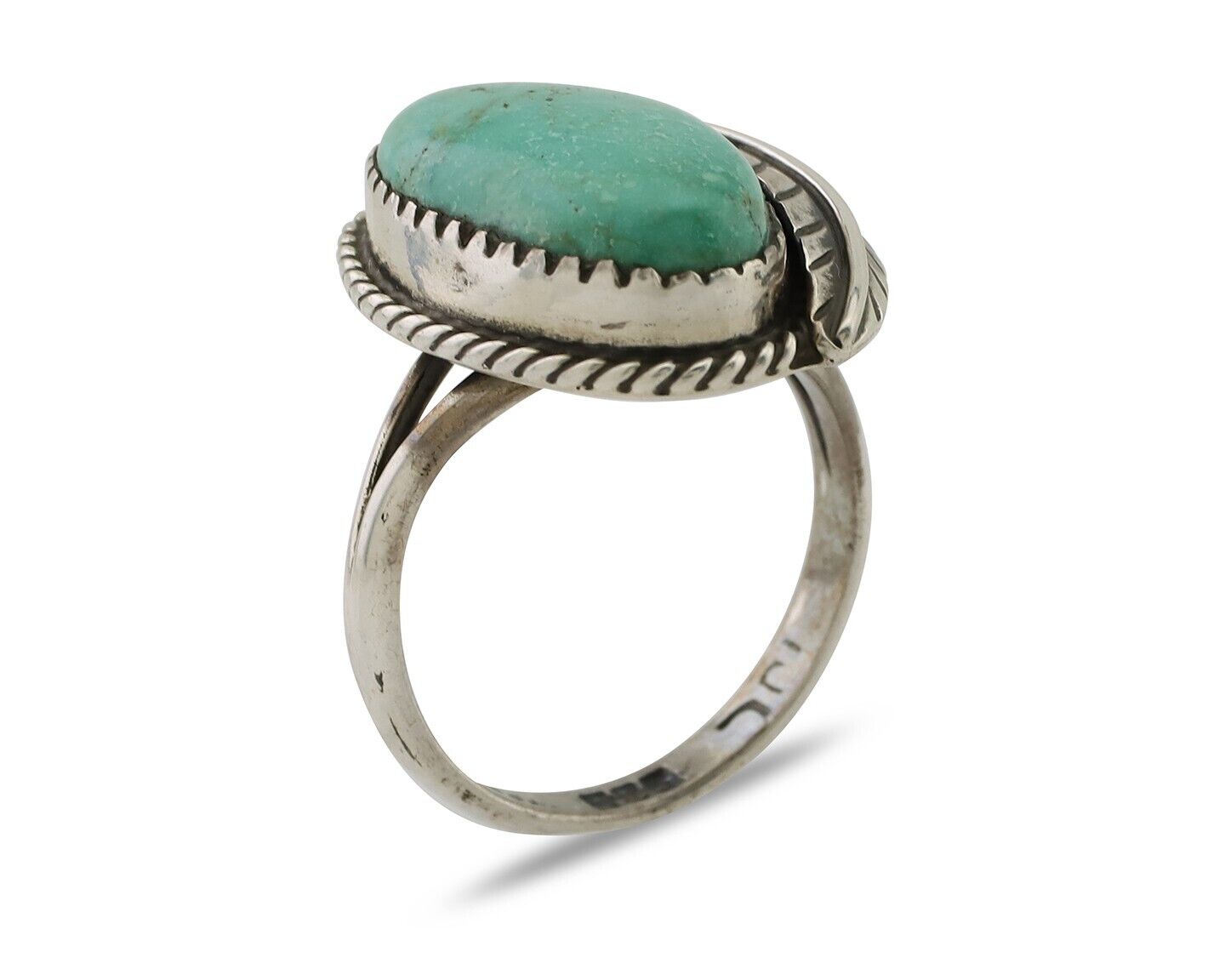 Navajo Handmade Ring 925 Silver Natural Turquoise Artist Signed IJC C.80's