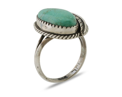 Navajo Handmade Ring 925 Silver Natural Turquoise Artist Signed IJC C.80's