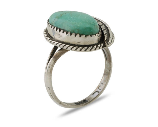 Navajo Handmade Ring 925 Silver Natural Turquoise Artist Signed IJC C.80's