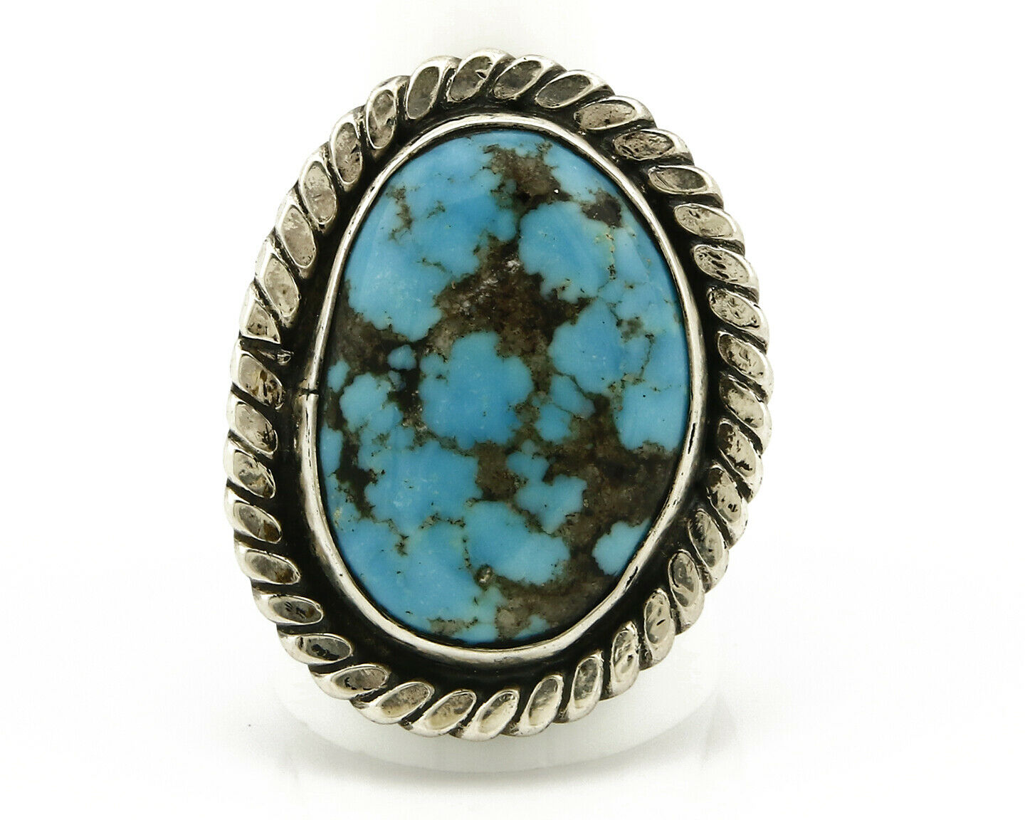 Navajo Ring .925 SOLID Silver Kingman Turquoise Signed Ralph Pemberton C.1975