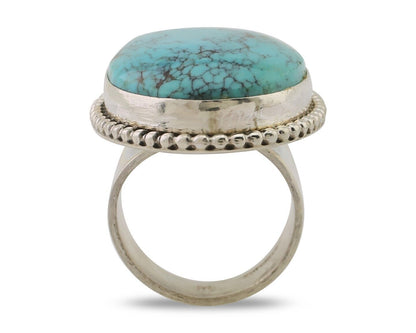 Navajo Ring 925 Silver Natural Blue Turquoise Artist Signed M C.80's