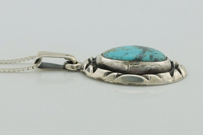 Navajo Necklace 925 Silver Kingman Turquoise Signed C Montoya C.80s