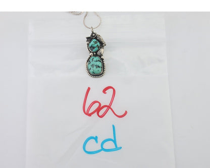 Navajo Necklace 925 Silver Natural Turquoise Signed Tom Willeto C.80s