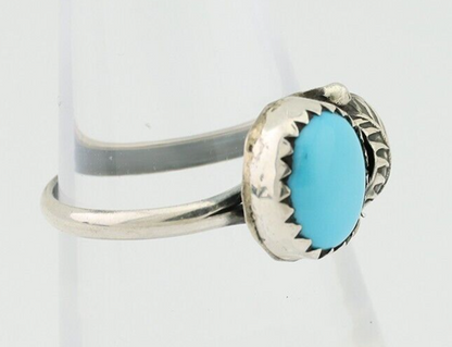 Navajo Ring 925 Silver Sleeping Beauty Turquoise Native American Artist C.80's