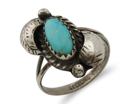 Navajo Ring 925 Silver Natural Blue Turquoise Native American Artist C.80's