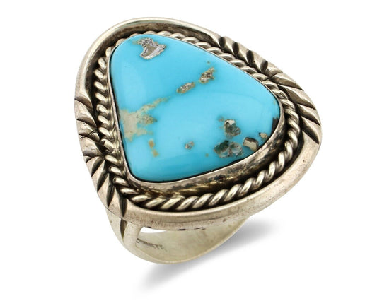 Navajo Ring 925 Silver Natural Mined Blue Gem Turquoise Native Artist C.80's