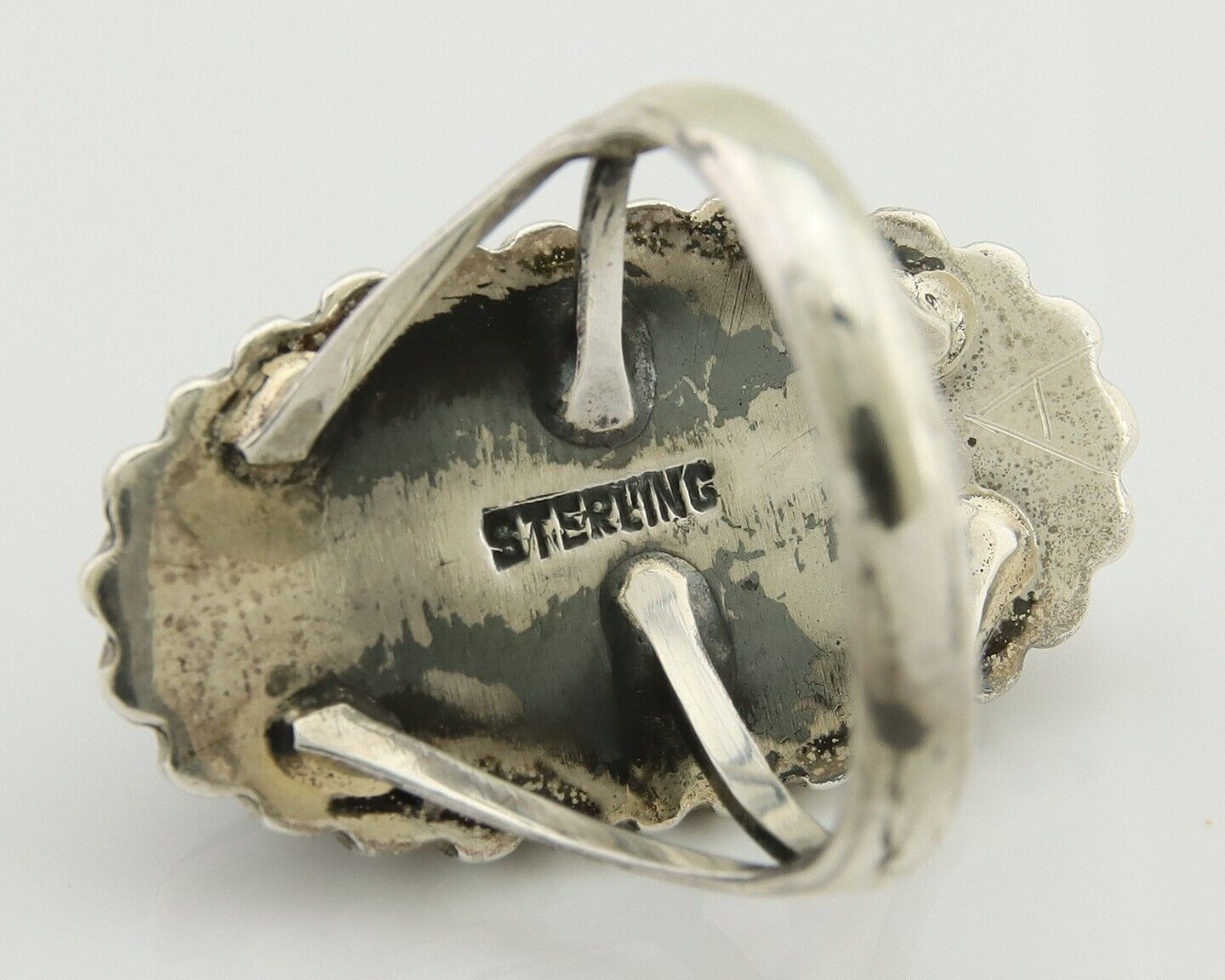 Navajo Shield Ring 925 Silver Arizona Turquoise Native Artist C.80's