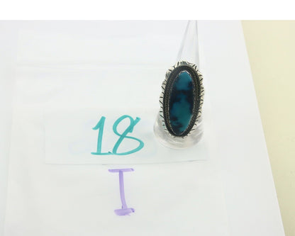 Navajo Ring 925 Sterling Turquoise Handmade Native Artist C.80's Size 8.25