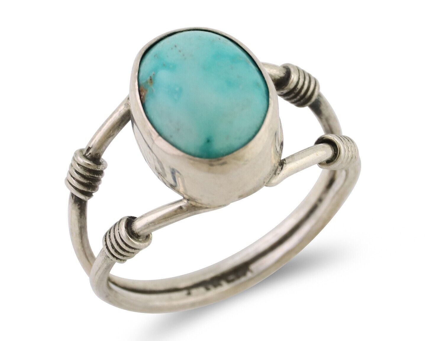 Navajo Ring 925 Silver Natural Blue Turquoise Native American Artist C.80's