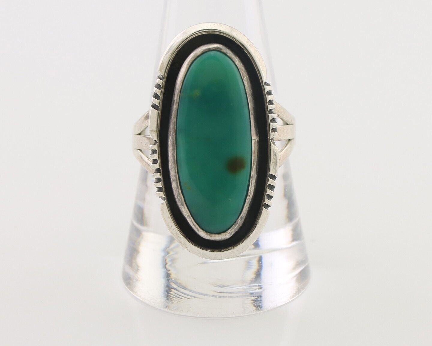 Navajo Ring 925 Silver Natural Green Turquoise Native American Artist C.80's