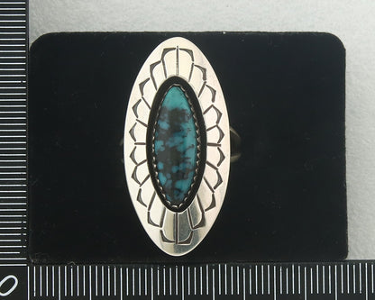 Vintage Navajo Ring 925 Sterling Authentic Traditional Turquoise Size 7.5