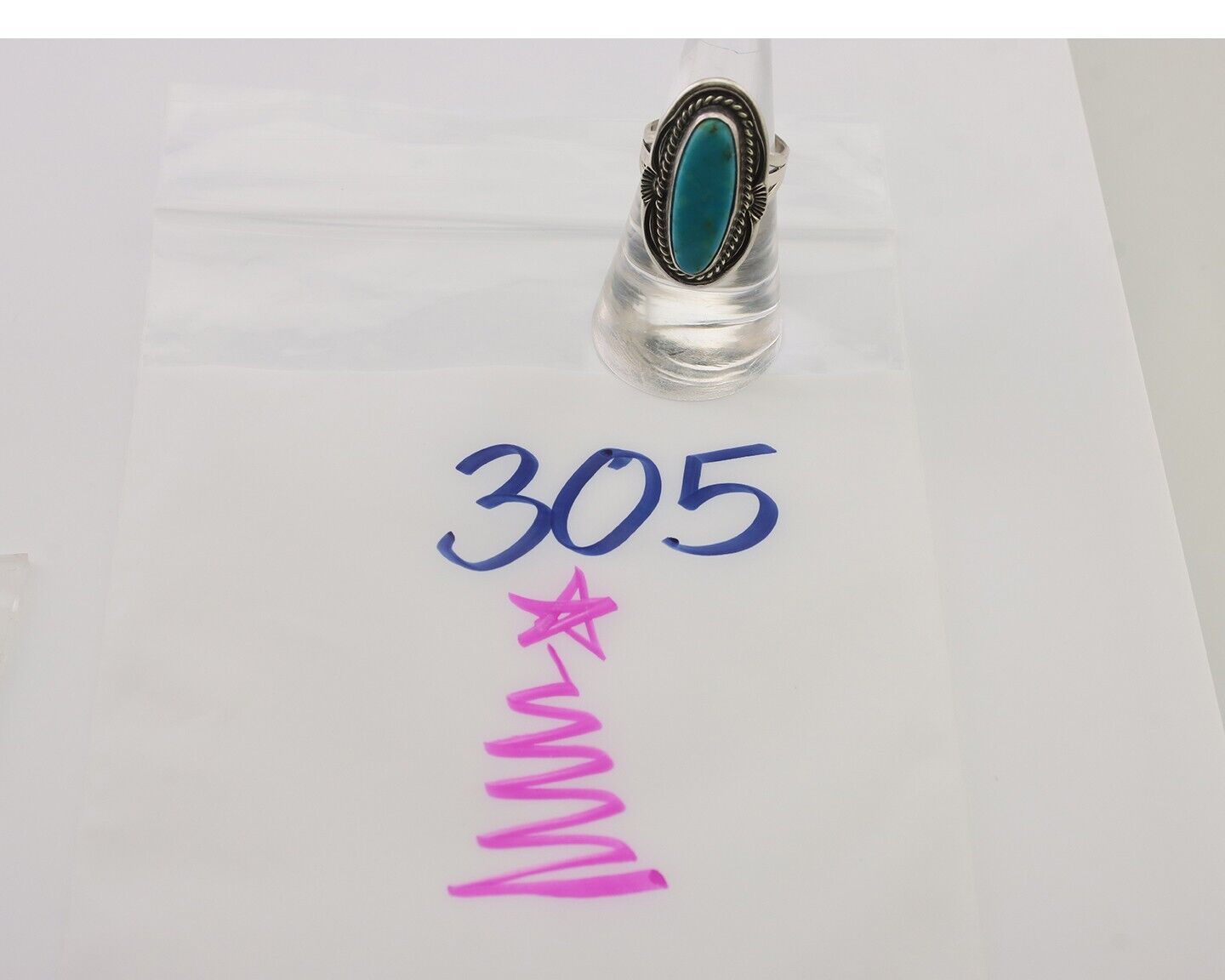 Navajo Ring 925 Silver Blue Turquoise Native Artist Signed M Begay C.80's