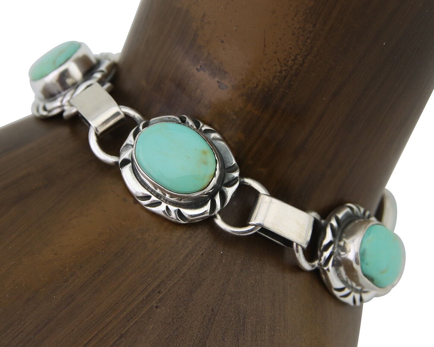 Navajo Bracelet 925 Silver Natural Blue Turquoise Native American Artist C.80's