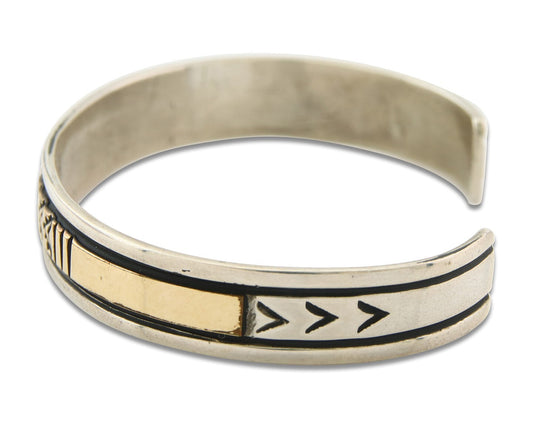 Navajo Bracelet 925 Silver & 12k Yellow Gold Filled Cuff Native American C.80's