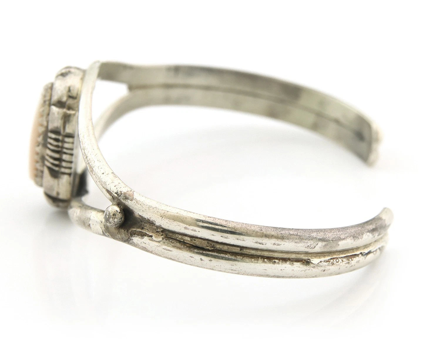 Navajo Cuff Bracelet Sterling Silver Authentic Pink Muscle Signed L Yazzie