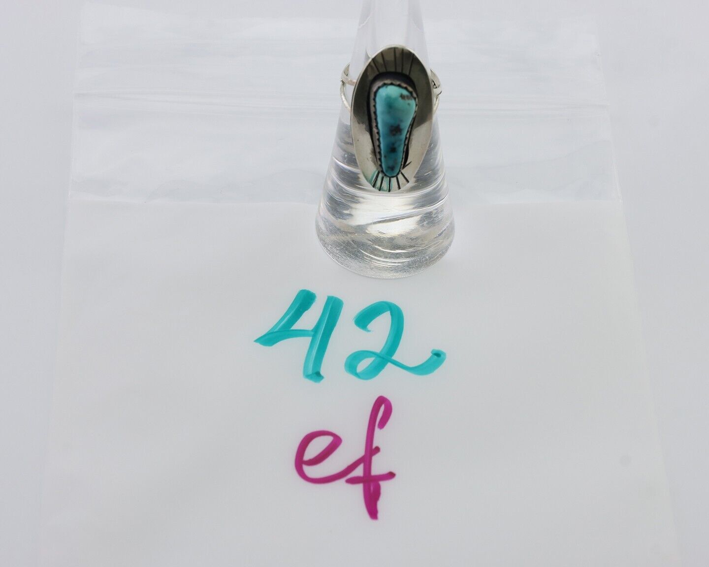 Navajo Ring 925 Silver Blue Gem Turquoise Native Artist Size 5.25 C.80's