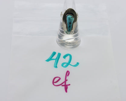 Navajo Ring 925 Silver Blue Gem Turquoise Native Artist Size 5.25 C.80's
