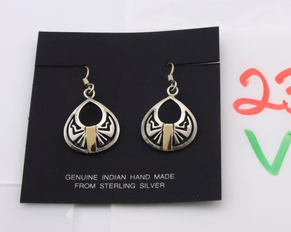 Navajo Earrings Sterling Silver & Gold Vintage Handmade