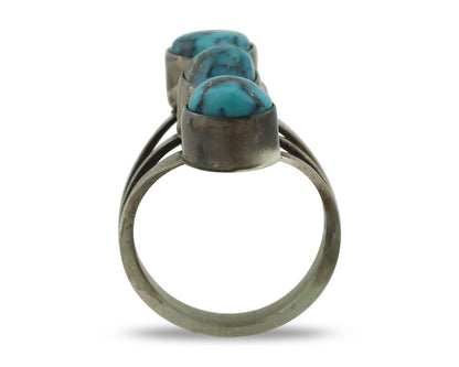 Navajo Ring 925 Silver Natural Blue Turquoise Native American Artist C.80's