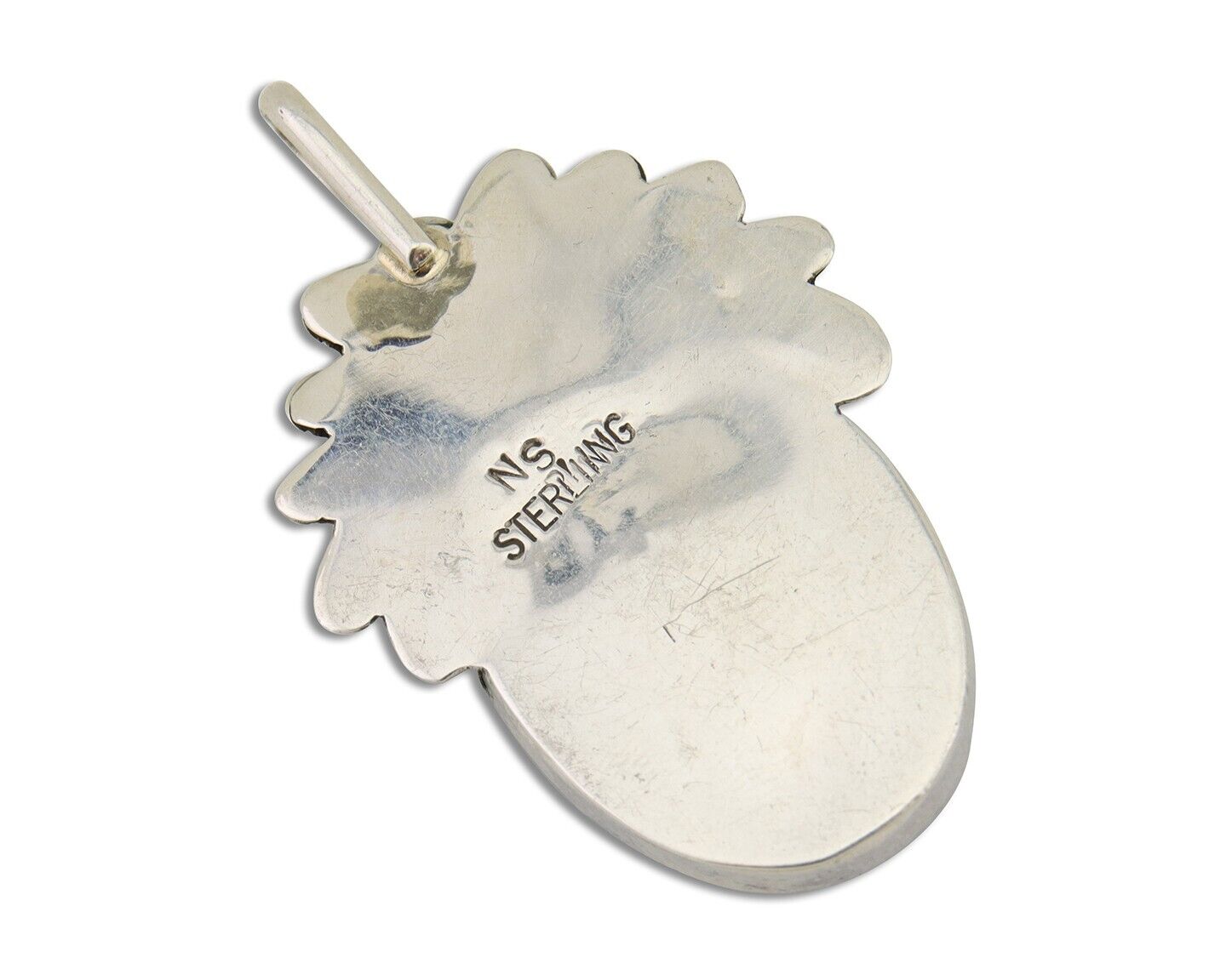 Navajo Pendant 925 Silver Onyx Native Artist Signed NS C.80's