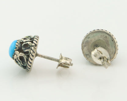 Navajo Earrings Sterling Silver Natural Turquoise Vintage Handmade