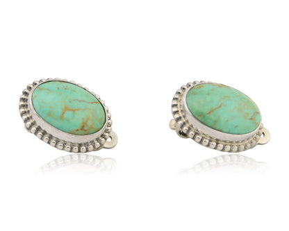 Navajo Stud Earrings 925 Silver Natural Turquoise Artist Signed M C.80's