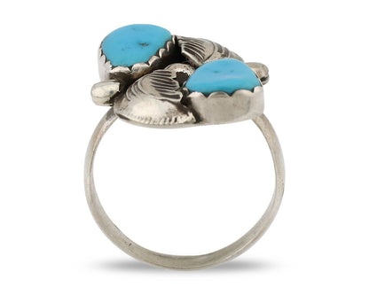 Zuni Ring 925 Silver Natural Blue Turquoise Signed Simplicio C.80's