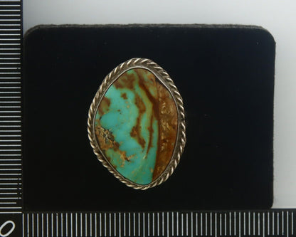 Navajo Ring 925 Sterling Natural Turquoise Native Artist C.80's Size 8.5