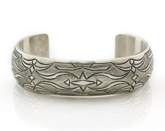 Navajo Cuff Bracelet 925 Sterling Silver Vintage Handmade Signed Florence TAHE