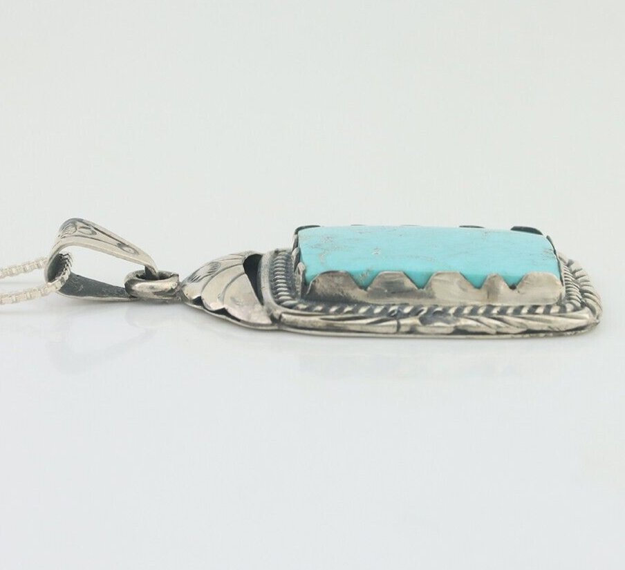 Navajo Necklace 925 Silver Turquoise Native Artist Signed Sunset C.80's