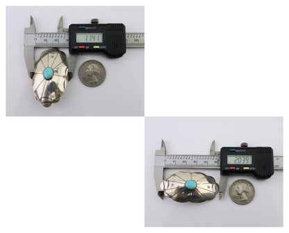 Navajo Hand Stamped Shield Earrings 925 Silver Turquoise Native Artist C.80's