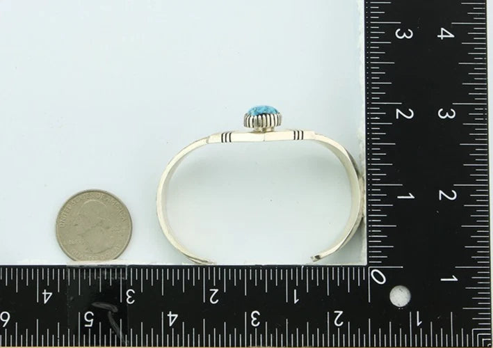 Navajo Cuff Bracelet Silver Spiderweb Turquoise Vintage Signed GNH