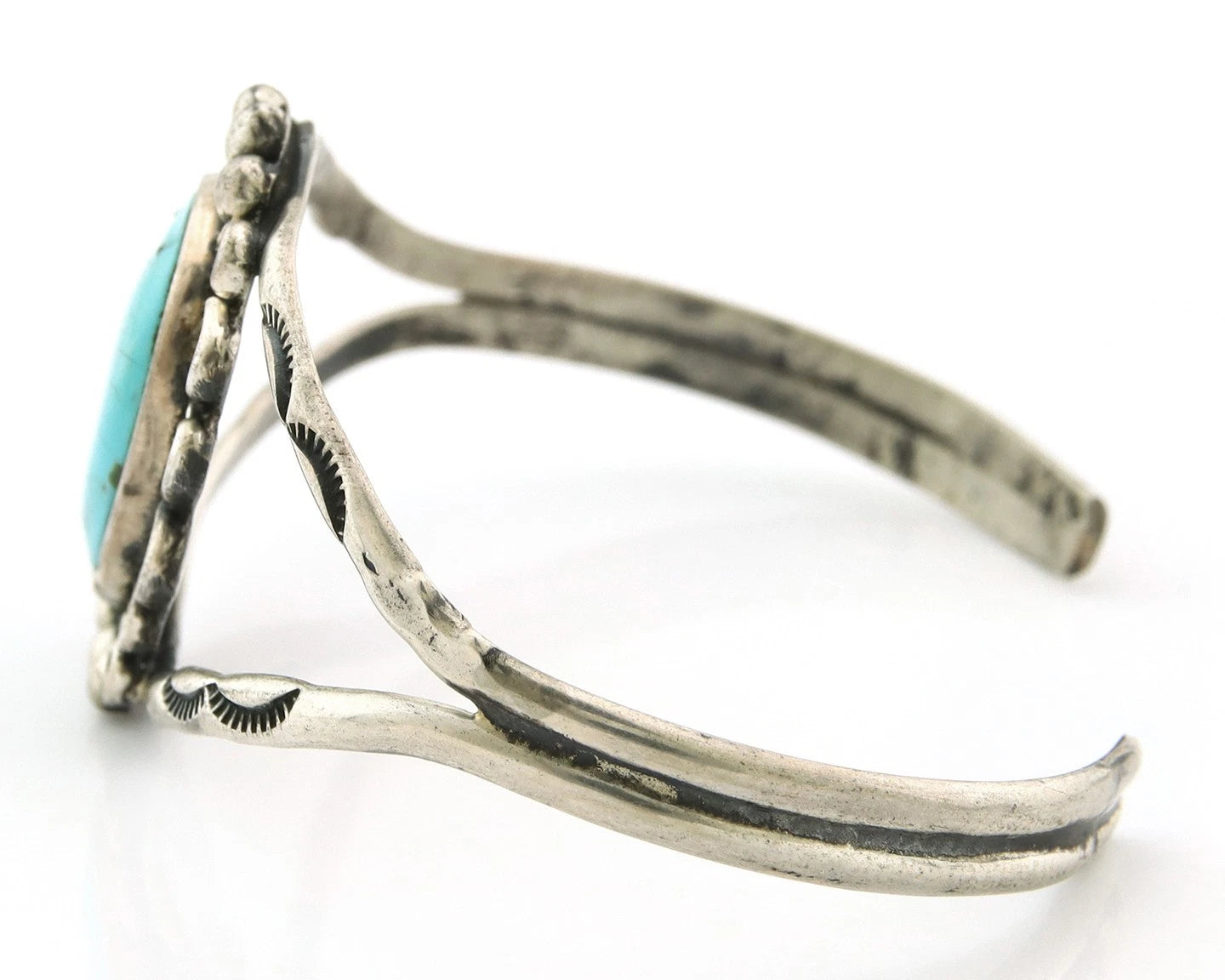 Navajo Cuff Bracelet Sterling Silver Vintage Turquoise Handmade Signed LL