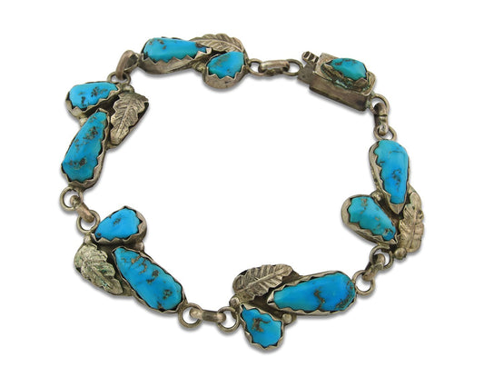Vintage Zuni Bracelet Sterling Silver Turquoise Handmade Signed A. Cheama