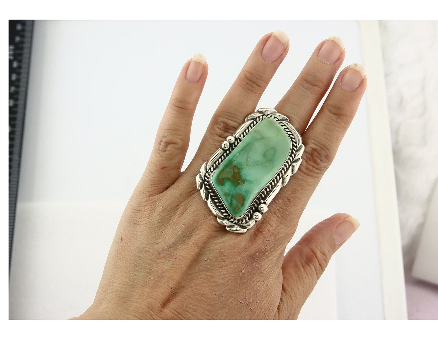 Navajo Ring 925 Sterling Silver Royston Turquoise Signed David Zachary Size 11