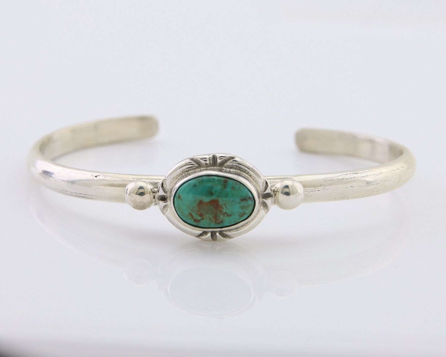 Navajo Bracelet 925 Silver Natural Turquoise Native American Artist C.80's