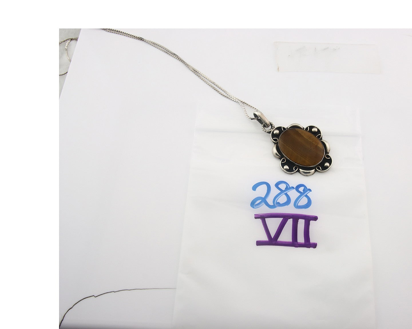 Navajo Sterling Silver Necklace Authentic Tiger Eye Sapphire Vintage Handmade