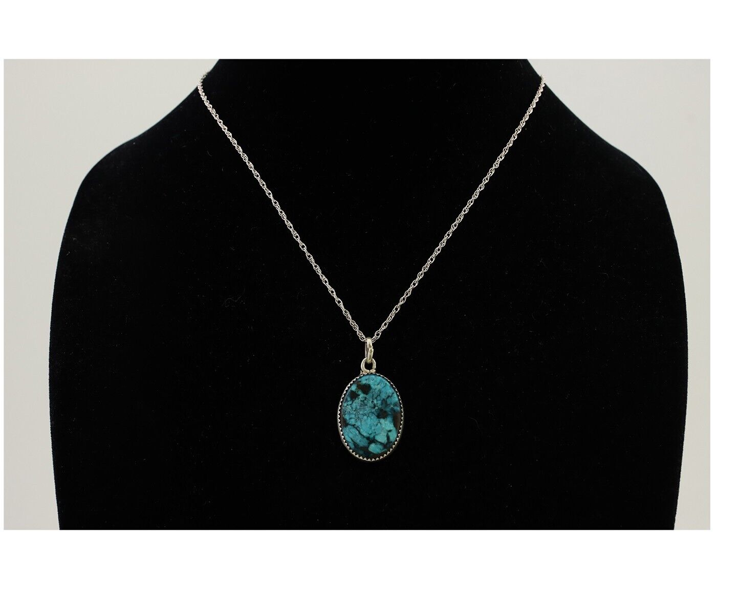 Navajo Turquoise Necklace 925 Silver Native American Artist C.80's