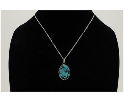 Navajo Turquoise Necklace 925 Silver Native American Artist C.80's