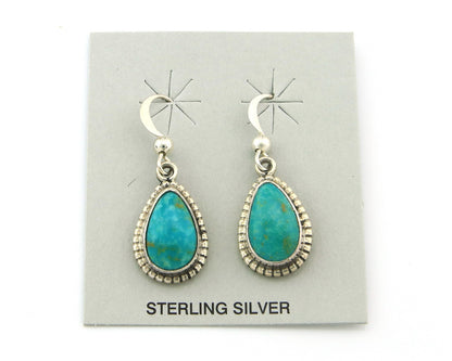 Navajo Earrings Sterling Silver Natural Turquoise Vintage Signed M